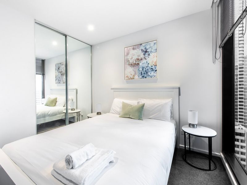 Bedroom with city view