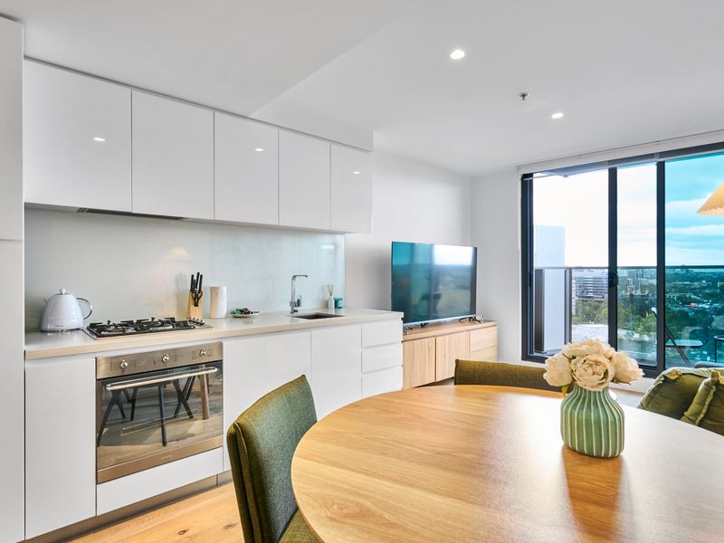 Enjoy home-cooked meals in the bright dining area overlooking the city.