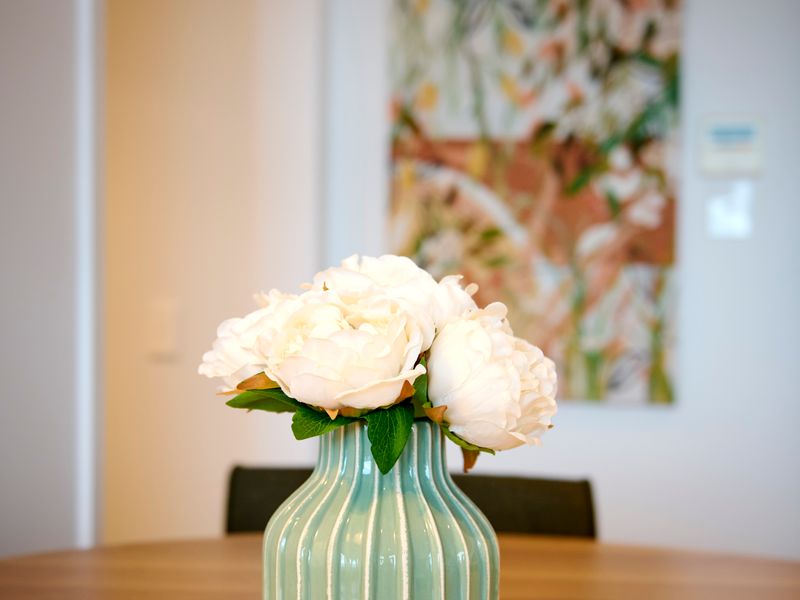 Simple yet stylish decorations brighten the space.