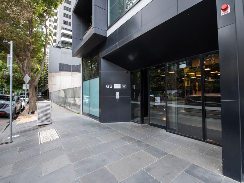 Secure building entrance with easy access to nearby attractions