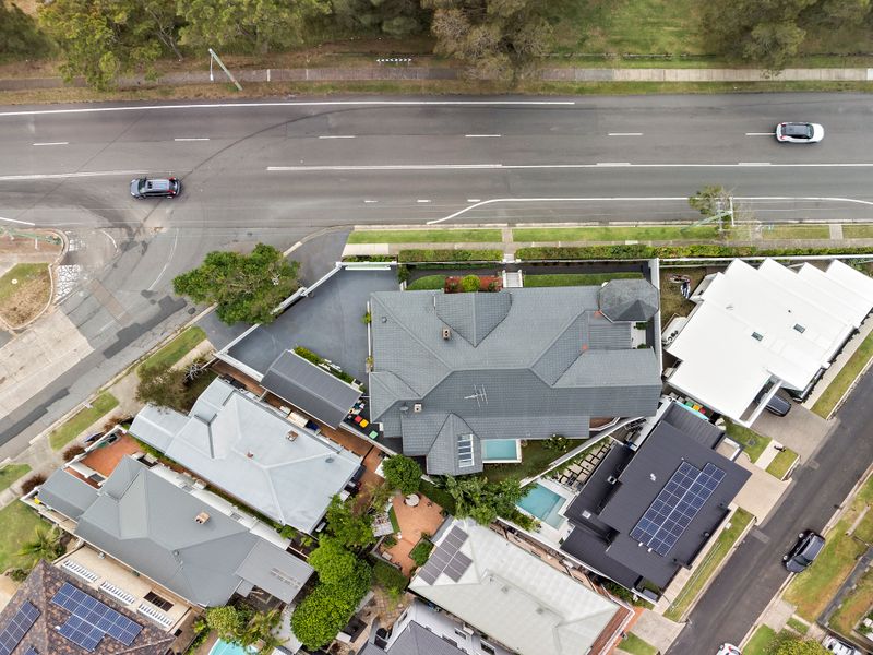 Aerial view showcasing the home’s central location and layout
