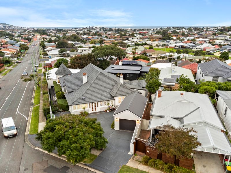 Overhead view of the home nestled in a quiet residential street