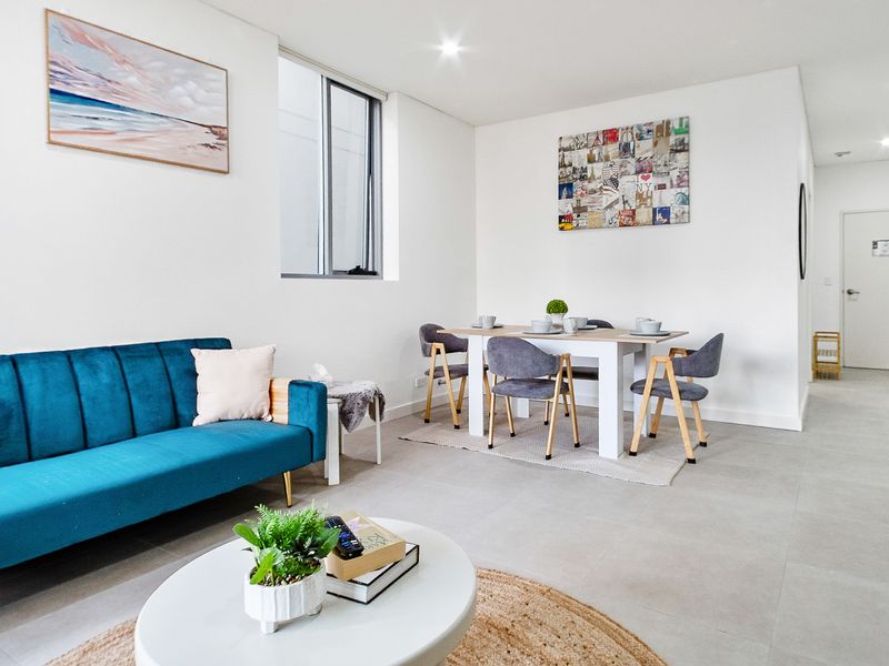 Living area combining comfort and dining space.