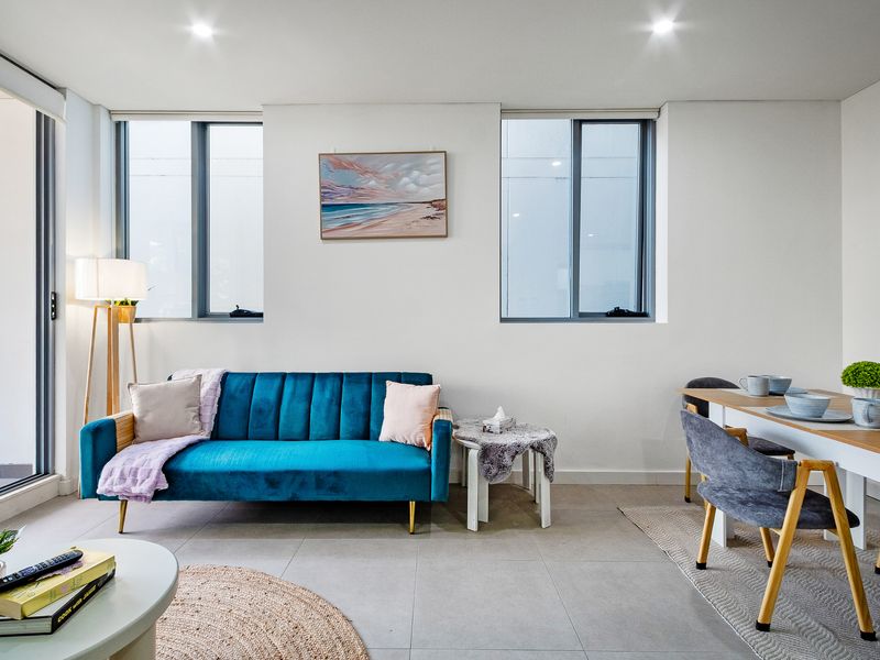 Bright and modern living room with stylish seating.