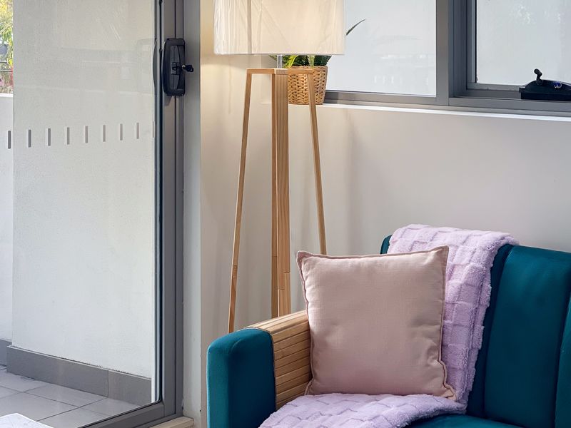 Comfortable sofa setup with vibrant décor.