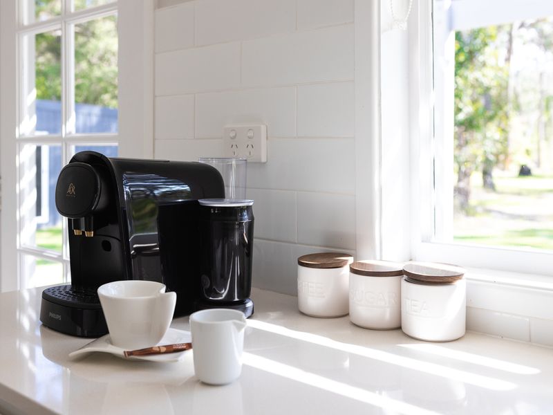 Start your day with a fresh cup from the coffee maker