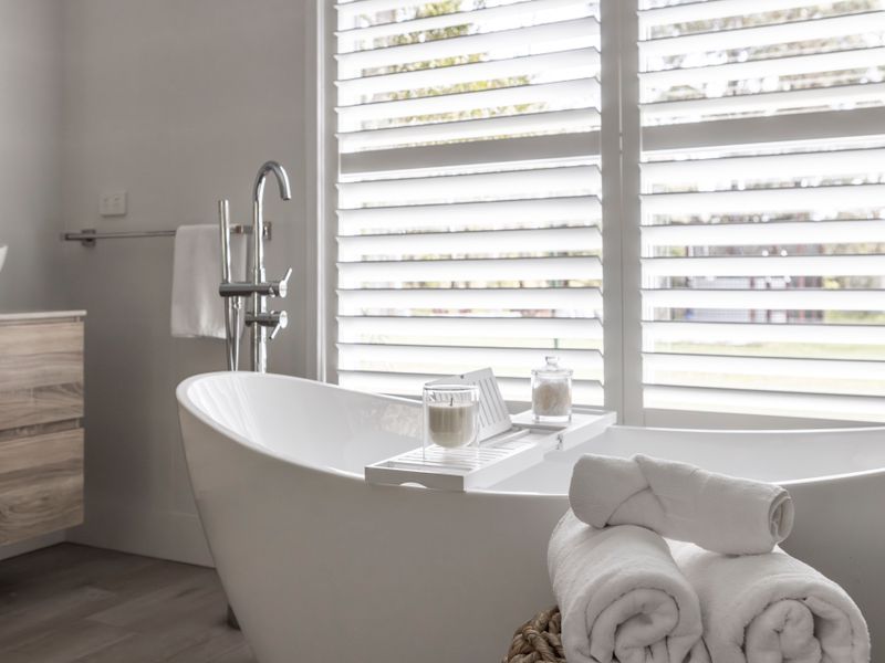 Soak and relax in the inviting tub.