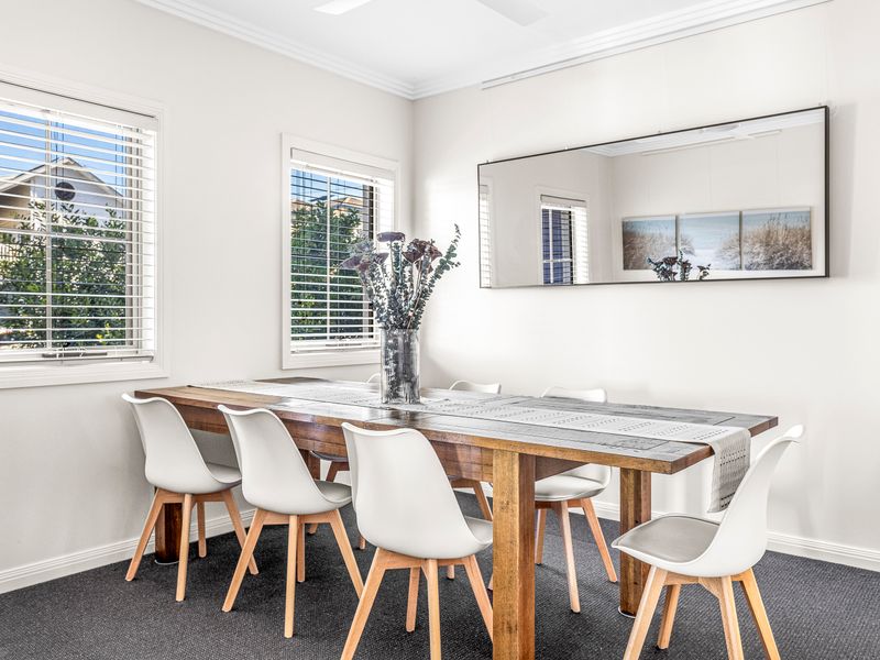 Enjoy shared meals at the family-sized dining table.