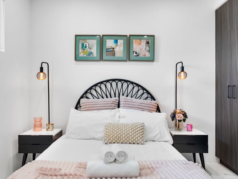 Charming bedroom offering both comfort and privacy.