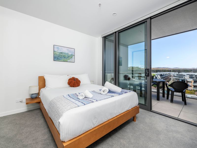 Bright bedroom with balcony access