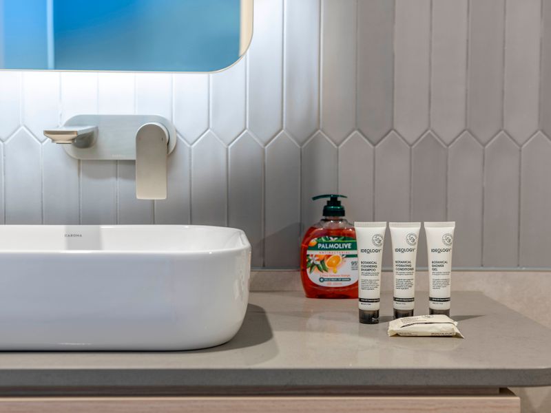 Modern vanity with sleek finishes