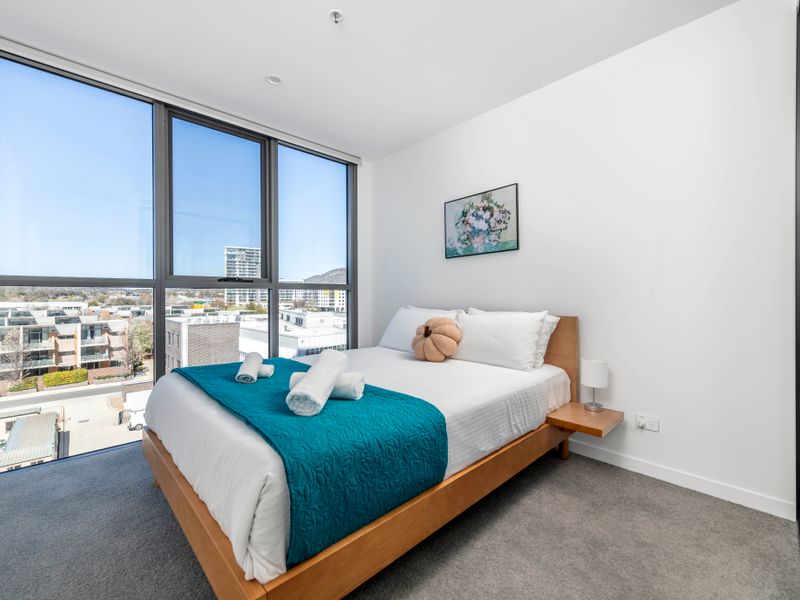 Comfortable bedroom with natural light