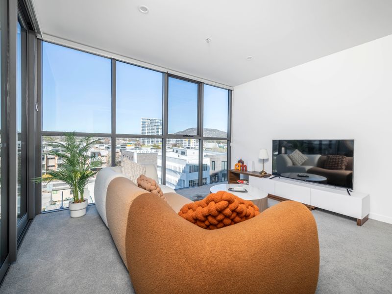 Bright lounge with city views