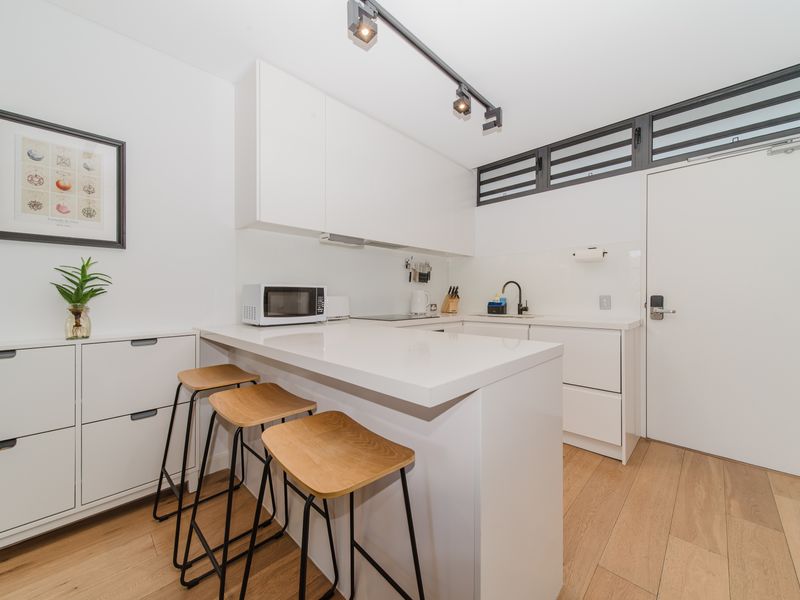 Kitchen island with bar seating.