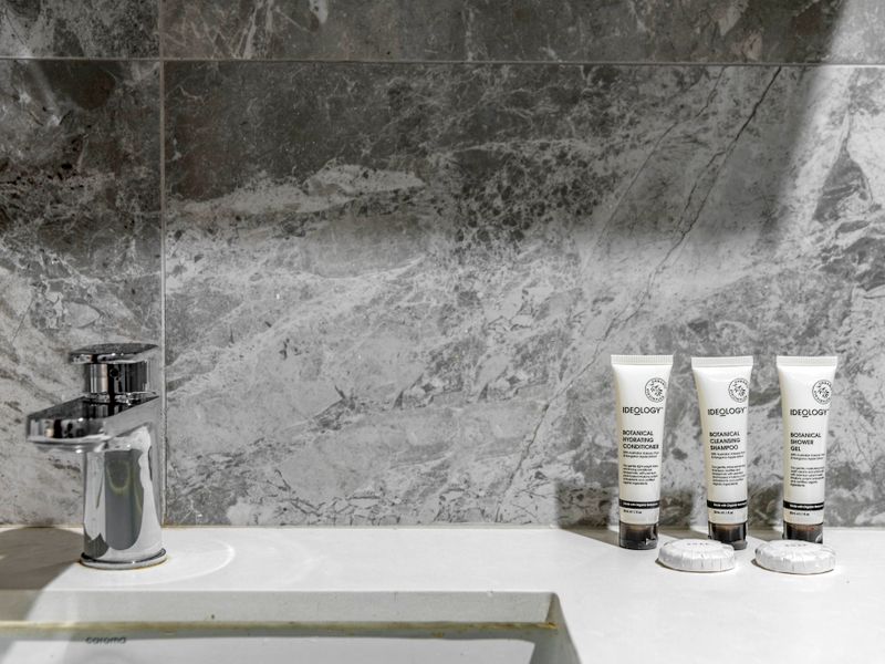 Bathroom essentials on us