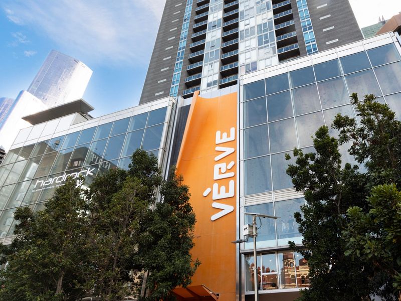 Iconic Verve apartment building exterior.