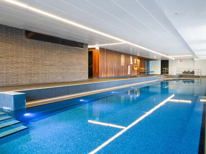 Indoor pool with relaxing ambiance