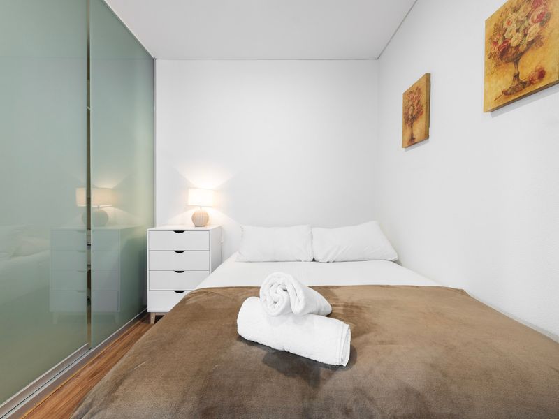 Bedroom with bedside lamp