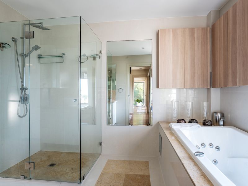 Twin shower bathroom with elegant style