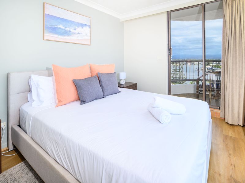 Comfortable master bedroom with soft tones