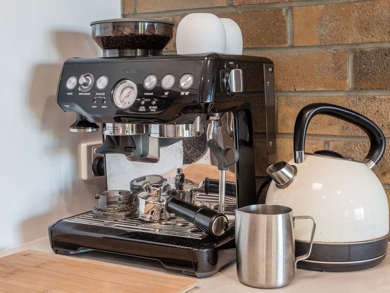 Coffee station with espresso machine and kettle for your morning brew