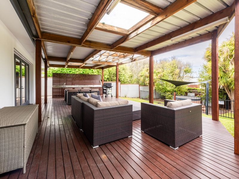 Spacious covered deck perfect for morning coffee.