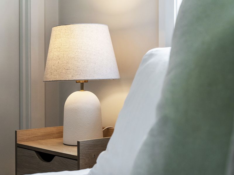 Elegant bedside lamp creating a relaxing ambiance.