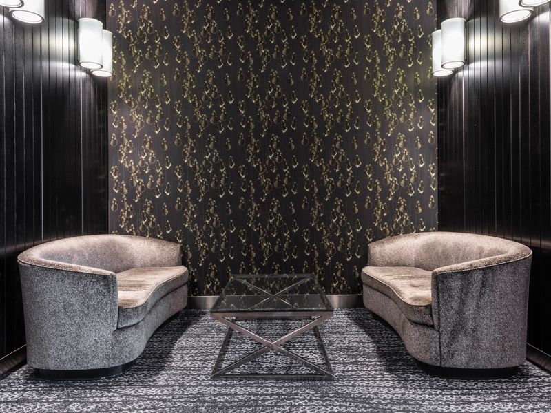 Comfortable seating area within the building