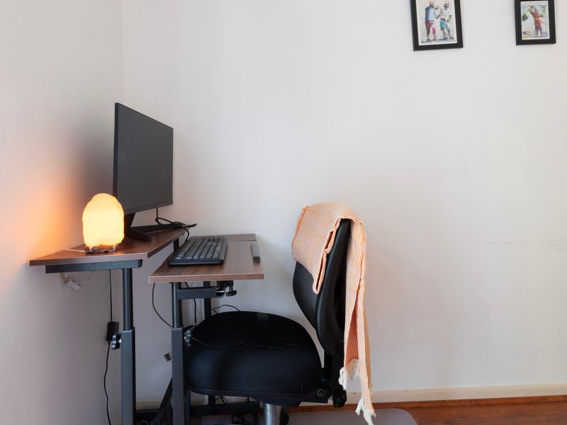 A minimalist home office setup—perfect for remote work or catching up on emails.
