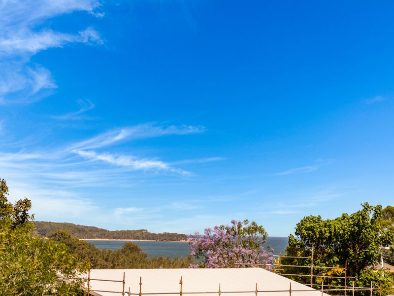 Blue-sky outlook with peaceful coastal scenery