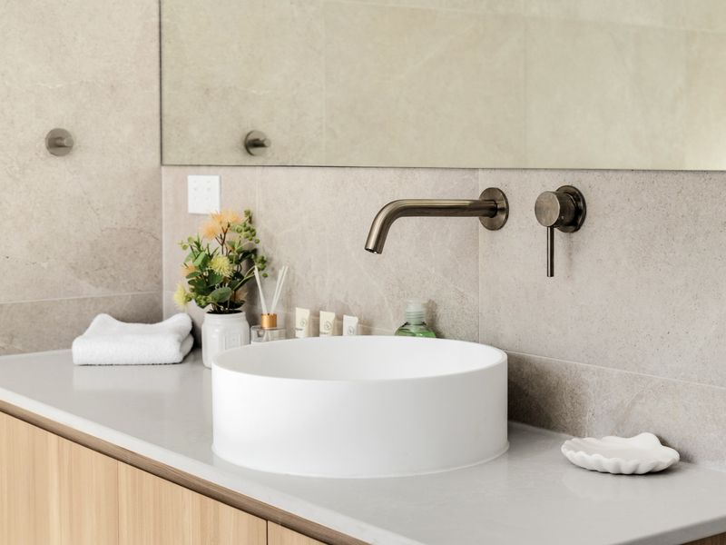 Stylish vanity with contemporary tapware