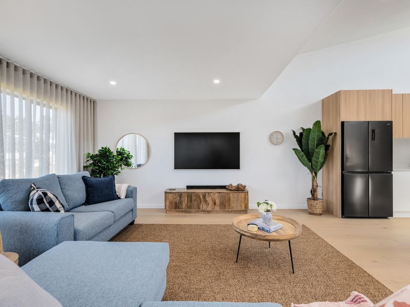 Bright living room with stylish décor and natural light