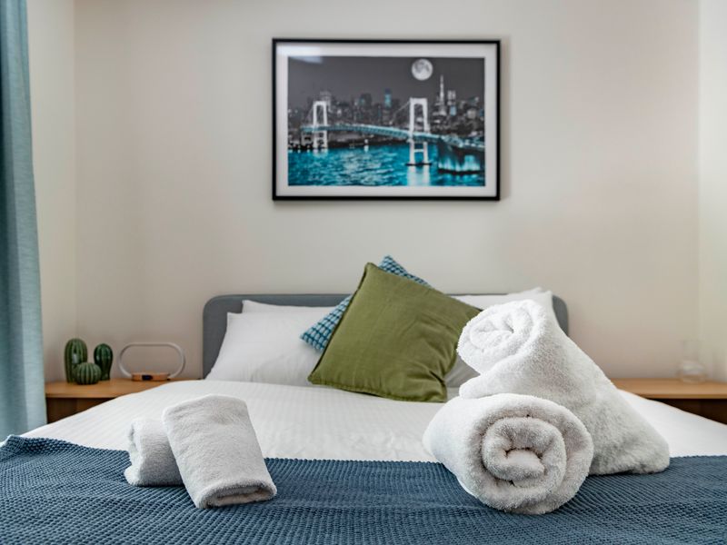 Cozy bedroom setup with soft linens and a relaxing vibe.