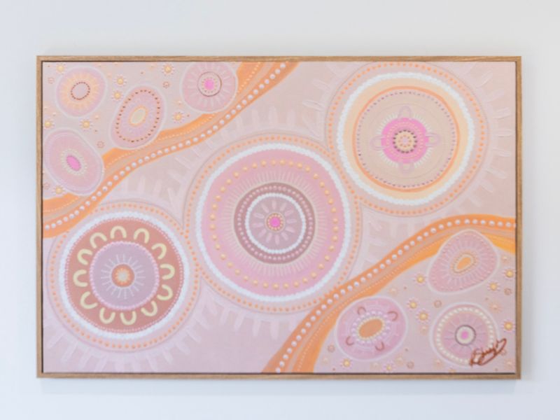 Modern wall art adding a warm, calming touch