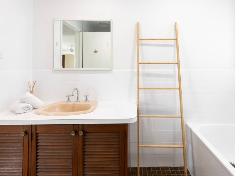 Clean and simple vanity space with natural light