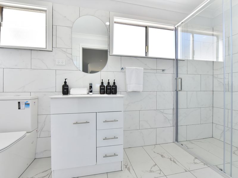 Shower area with clean, simple design