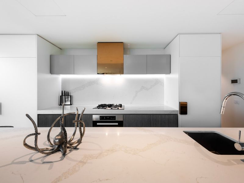 Spacious kitchen island ideal for cooking and entertaining.