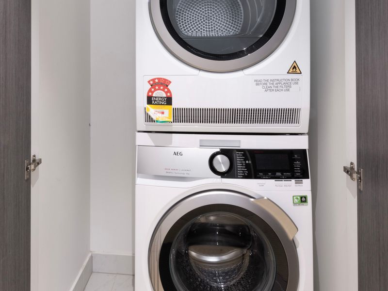 In-unit washer and dryer for convenient longer stays.