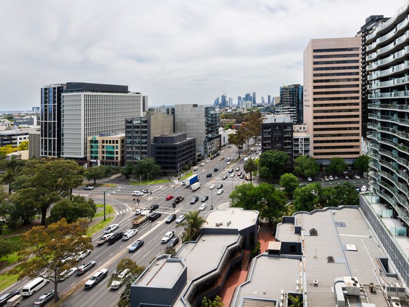 Sweeping city views overlooking the bustling precinct.