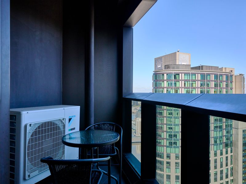 Private balcony nook to enjoy fresh air and skyline views