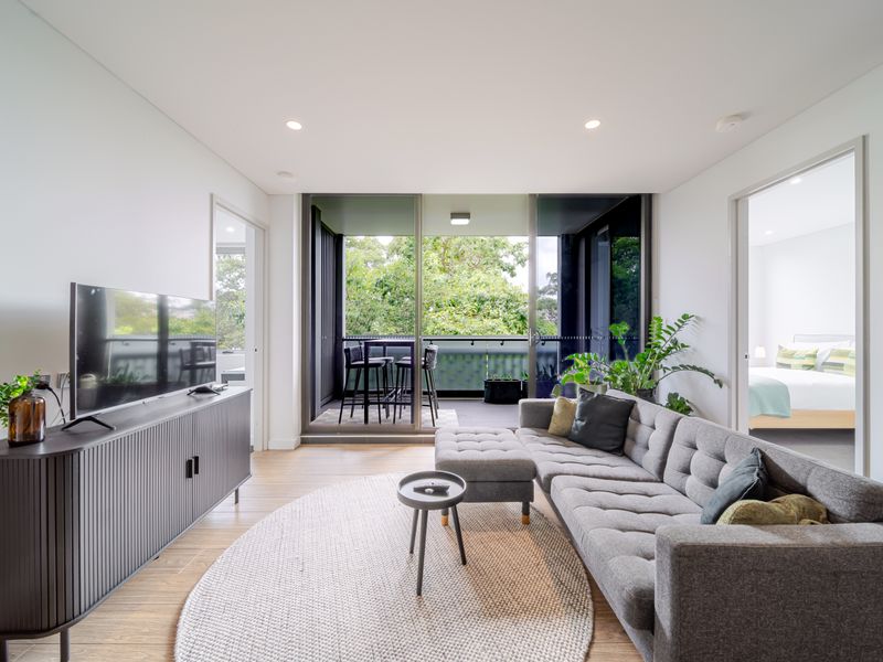 Relaxing lounge space filled with natural light