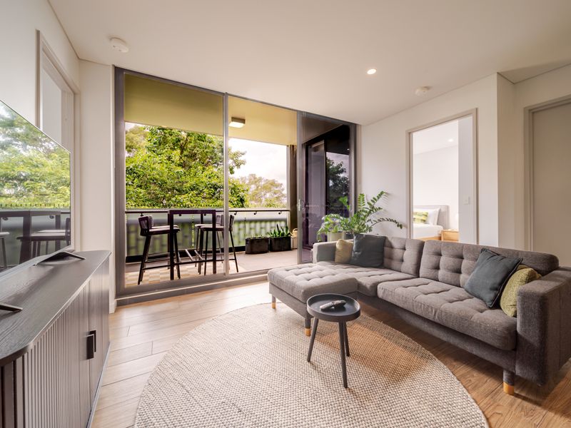 Open living area flowing onto a private balcony