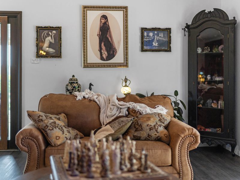 Charming corner lounge with character and personality.