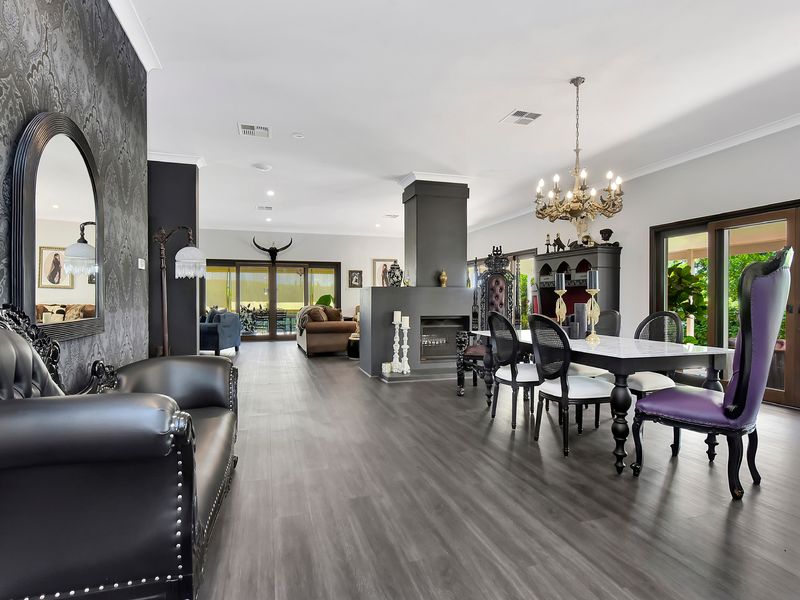 Elegant dining room with unique décor accents.