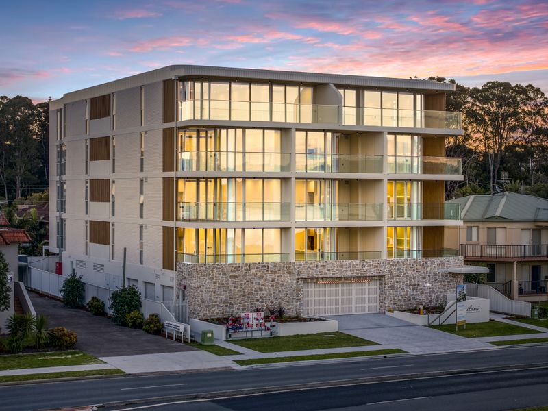 Modern apartment building with clean architectural lines