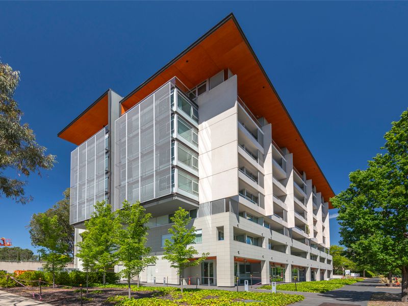 Modern apartment complex exterior with a clean, architectural design