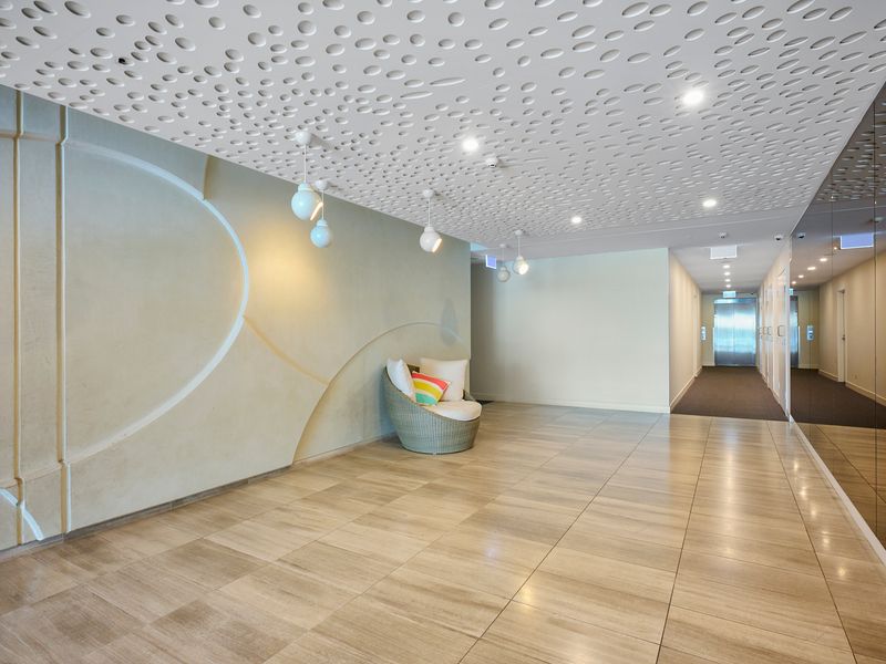 Stylish building lobby with modern design details