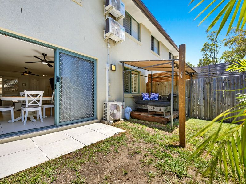 Private backyard with outdoor dining area