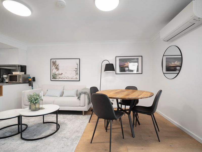 Stylish dining nook with air-conditioning for year-round comfort.