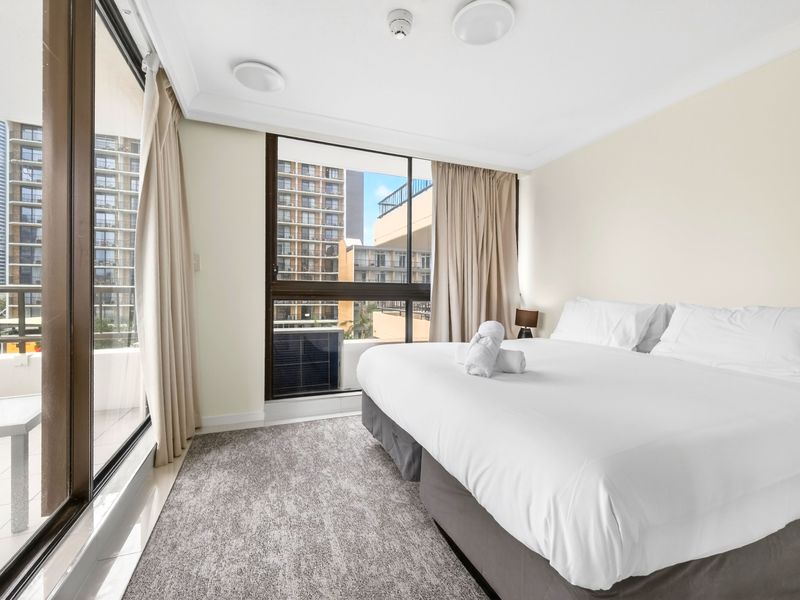 Comfortable bedroom with natural light